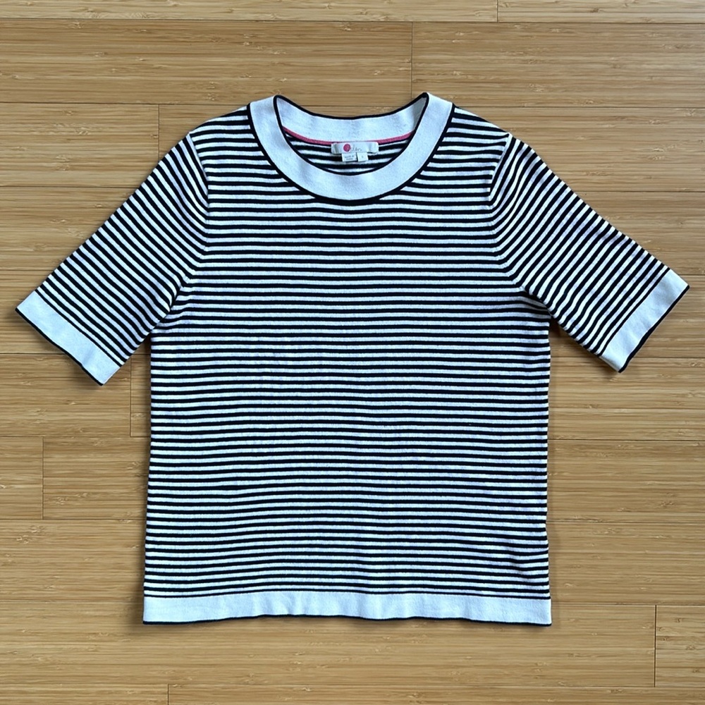 Boden knit tee, navy and white, size small
